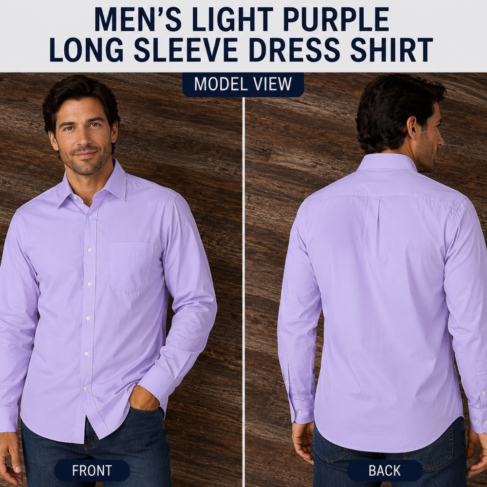 Men’s Light Purple Long Sleeve Dress Shirt size L